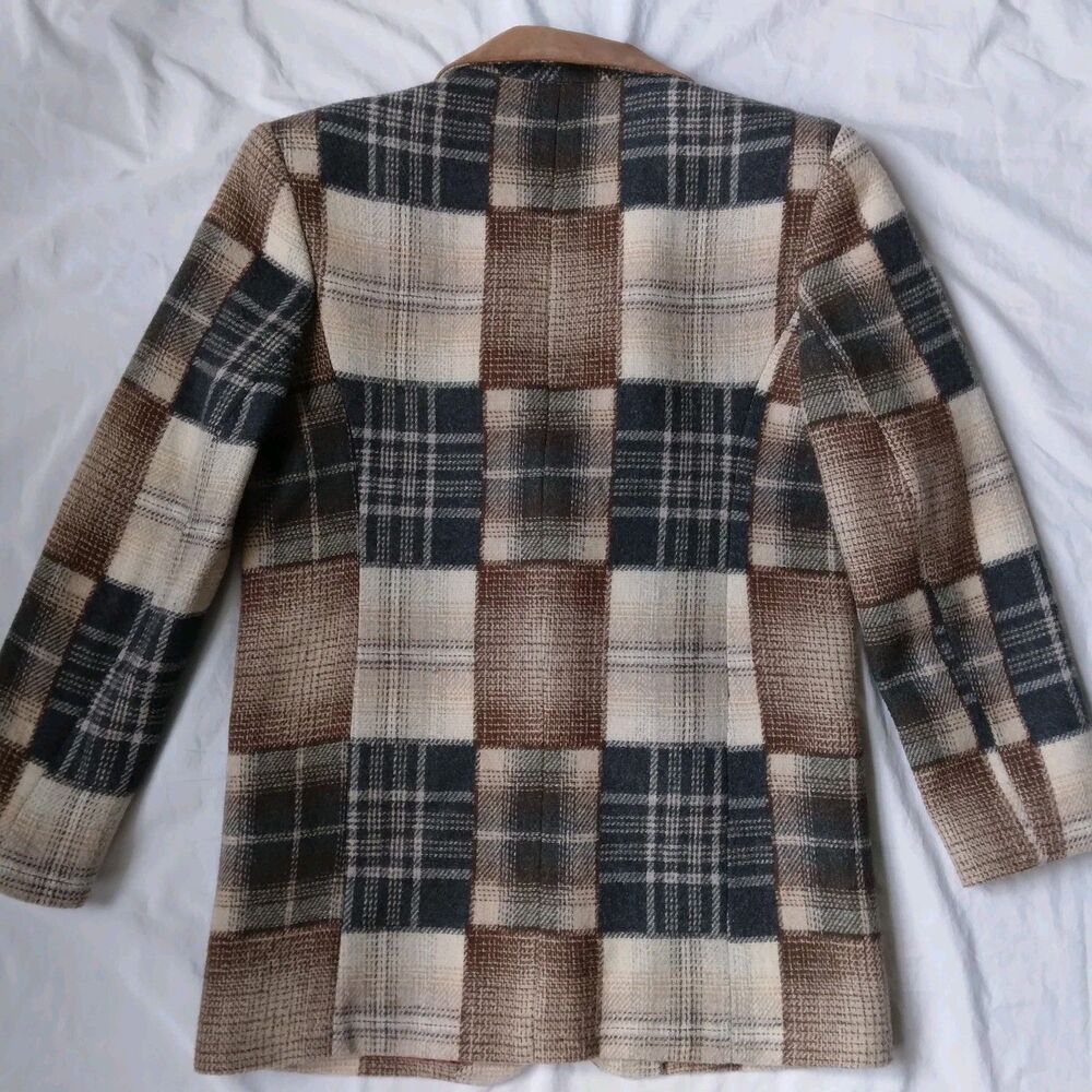 Vintage New York Style Wool Blend Patchwork Plaid Blazer Jacket Womens Small - Picture 8 of 12